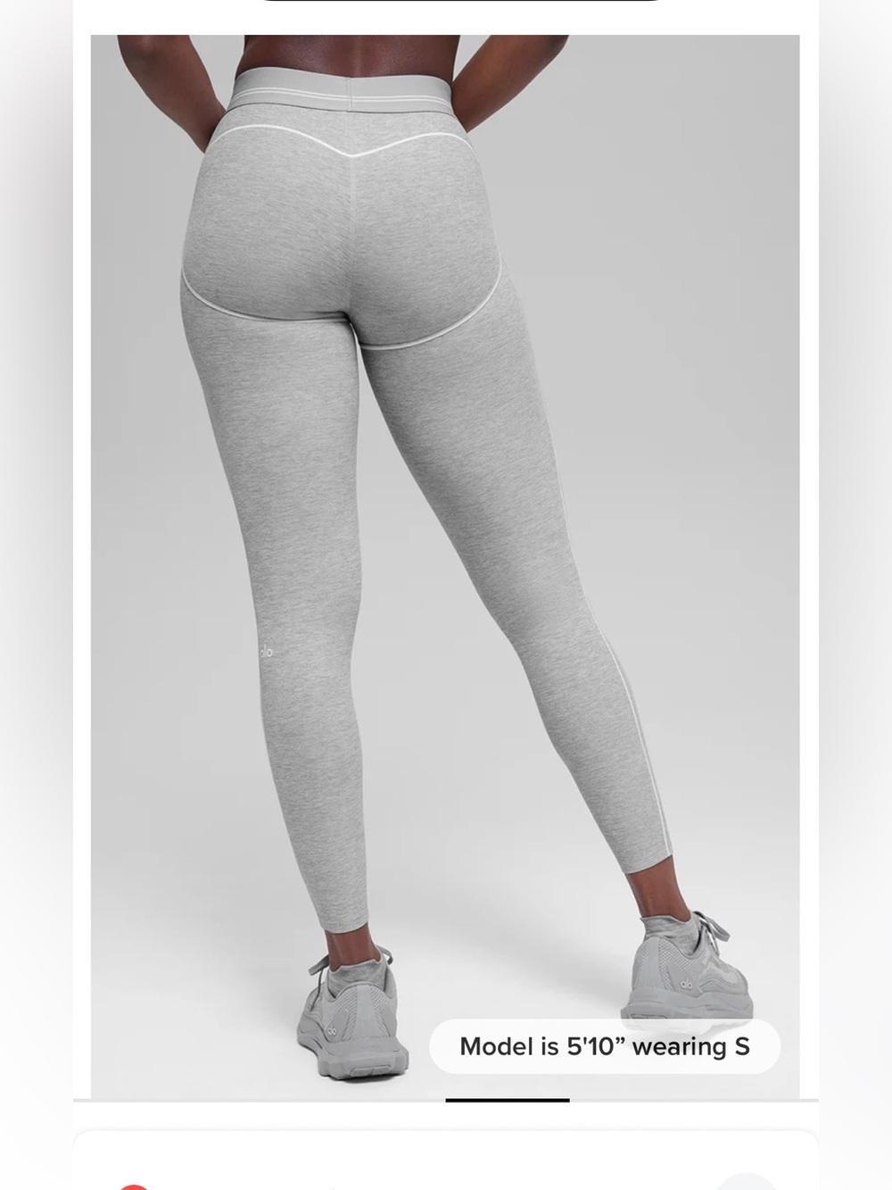 Alo Yoga 7/8 High-Waist Alosoft Heart Throb Legging in Light Grey - Picture 2 of 6